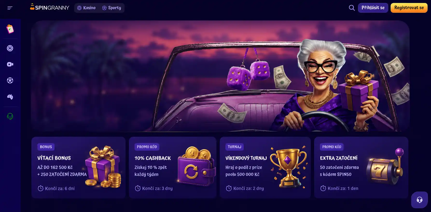 Sekce promo akcí na webu Spingranny